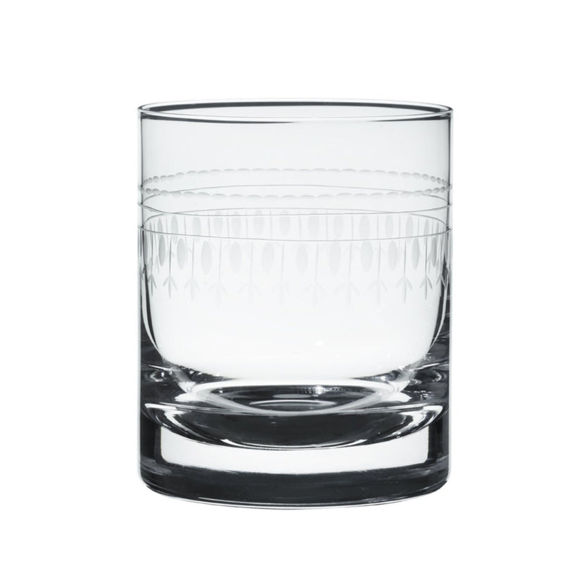 A Pair of Crystal Whisky Glasses with Ovals Design
