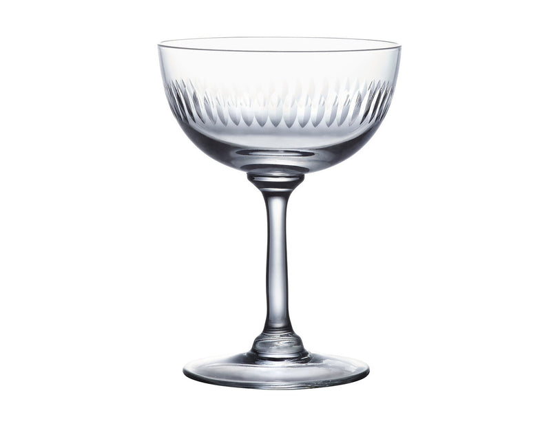 Crystal Champagne Saucers with Spears Design