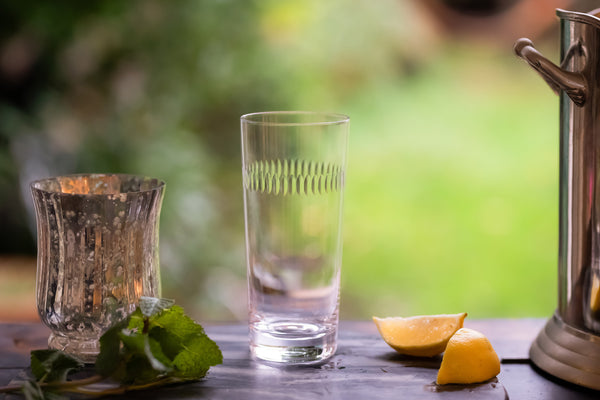 A Set Of Four Crystal Highballs with Spears Design