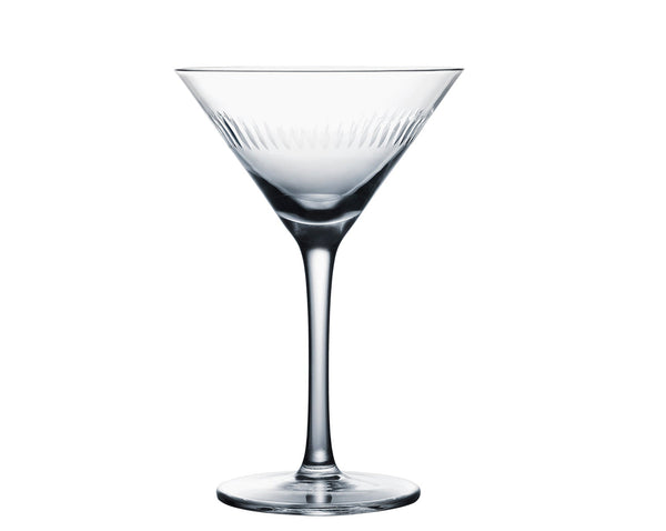 A Pair of Crystal Martini Glasses with Spears Design