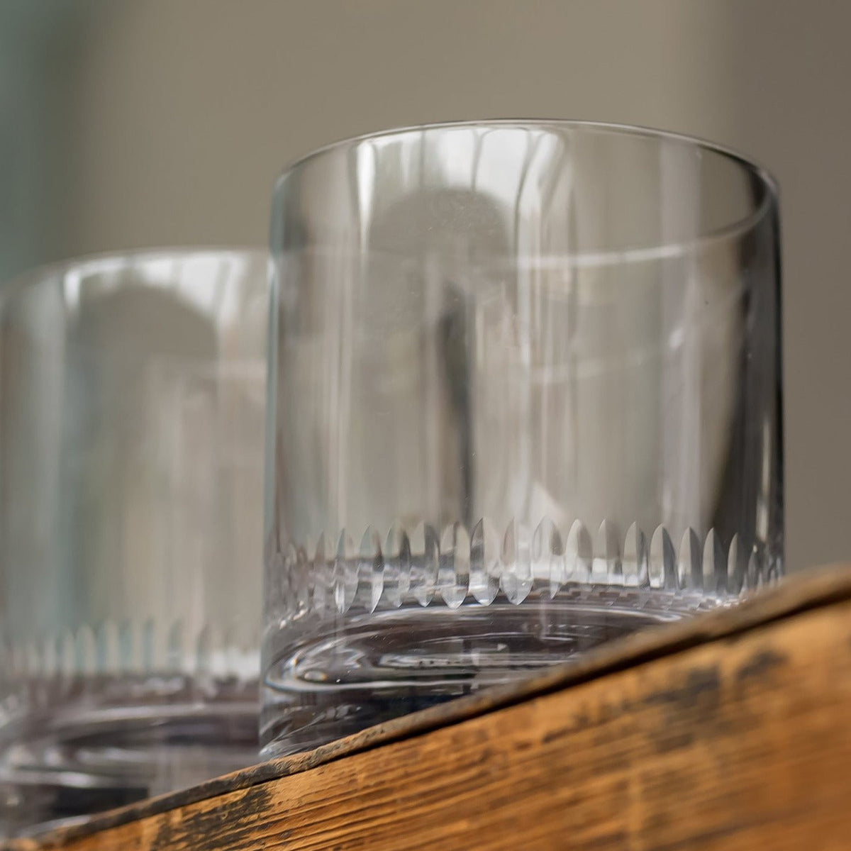 A Pair of Crystal Whisky Glasses with Spears Design