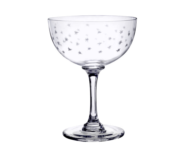 Crystal Champagne Saucers with Stars Design