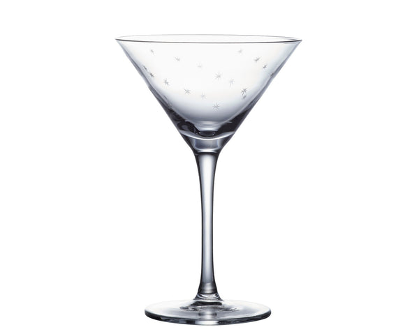 A Pair of Crystal Martini Glasses with Stars Design