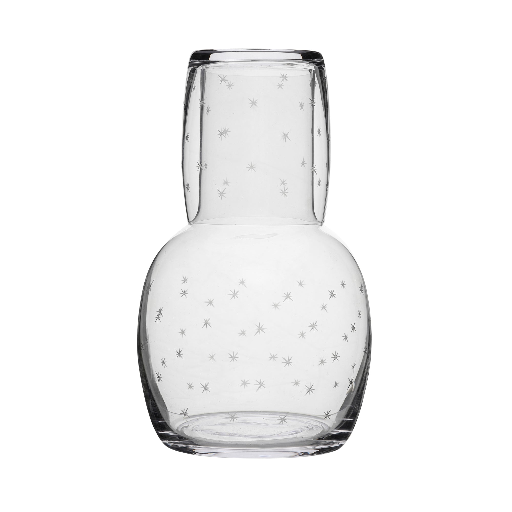A Crystal Carafe Set with Stars Design